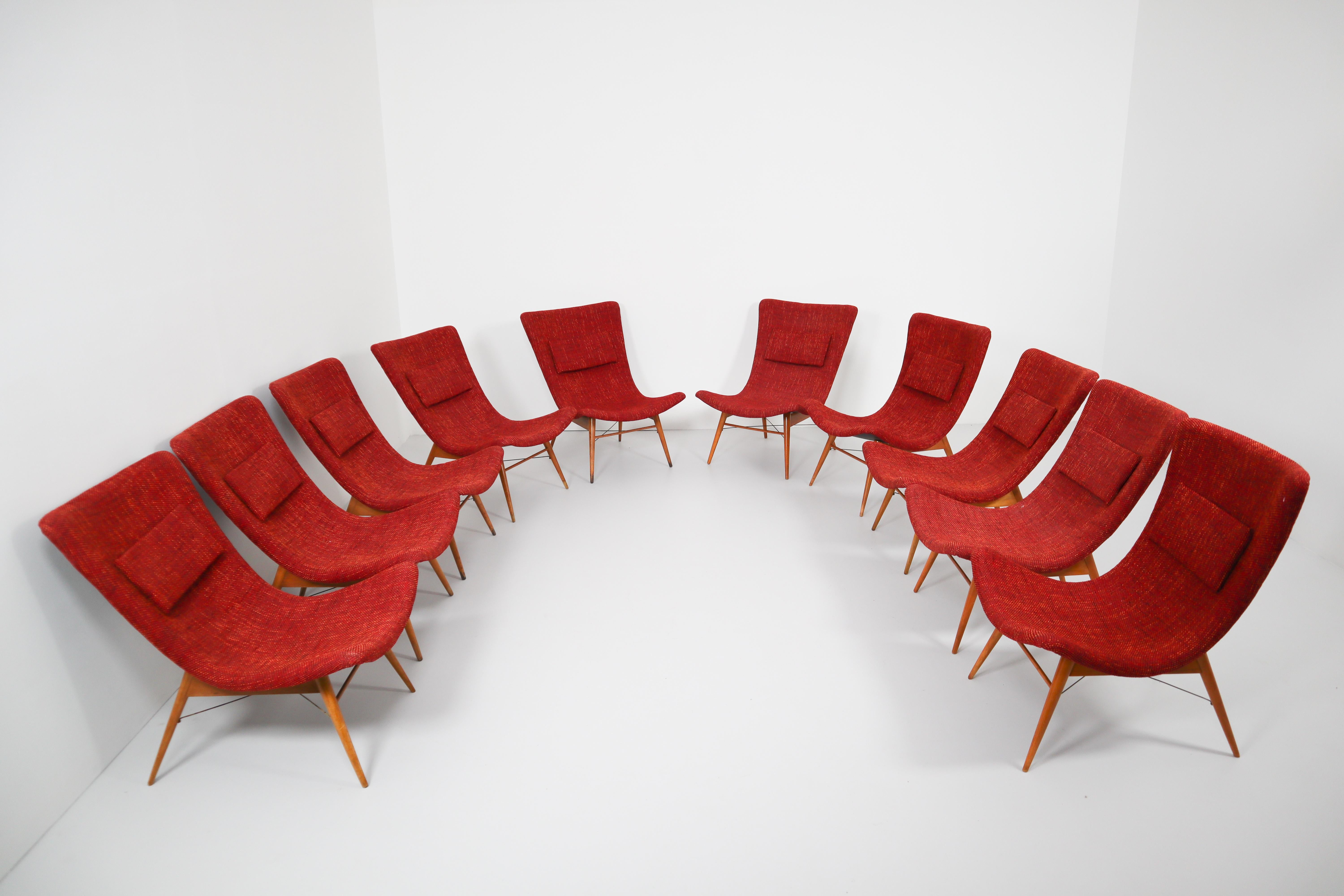 Midcentury Modern  Fiberglass Lounge Chairs by Miroslav Navratil  1