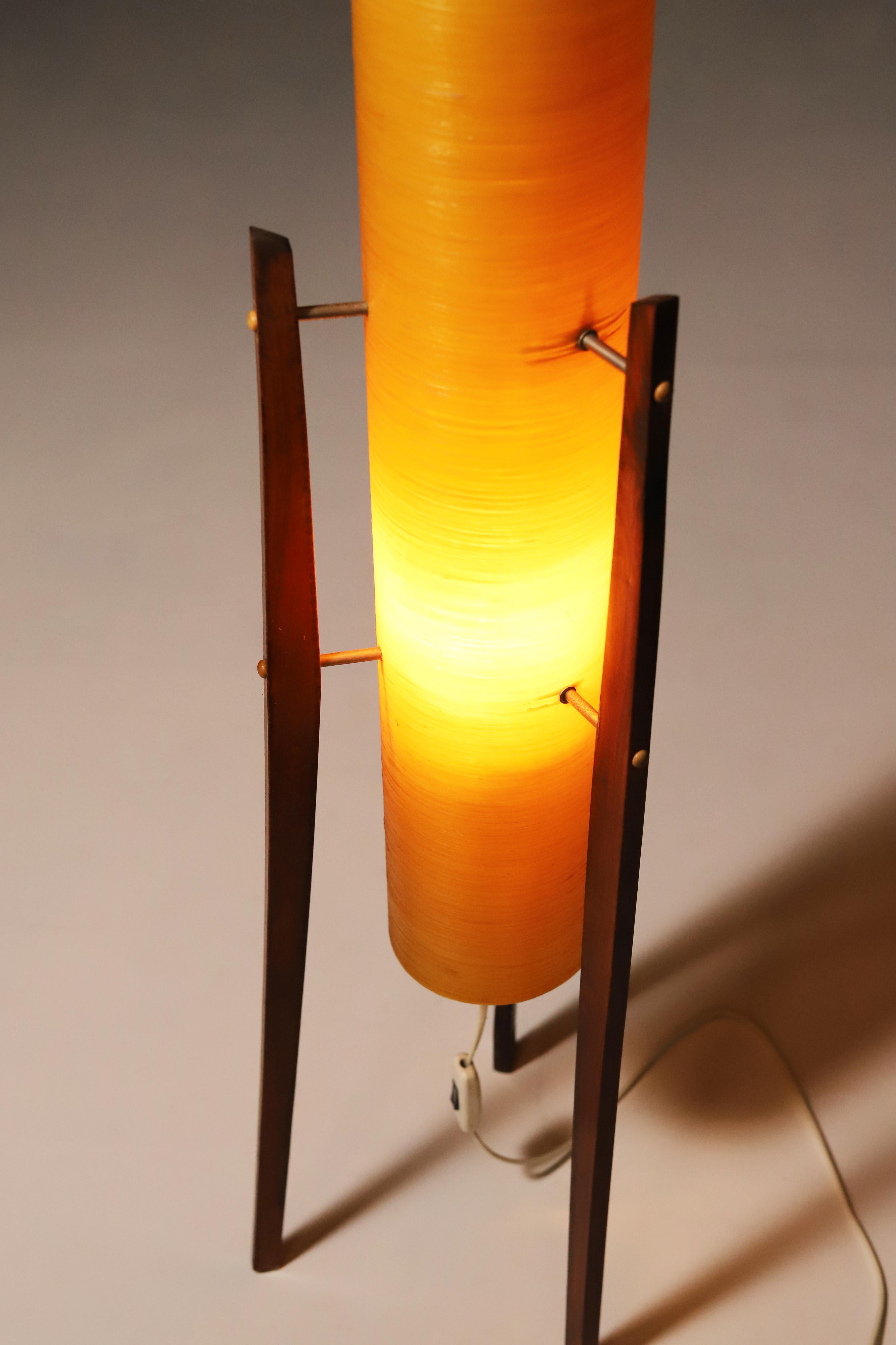 Fiberglass Midcentury Fibreglass Rocket Floor Lamp, 1960´s, Czechoslovakia For Sale