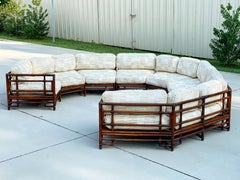 Midcentury Ficks Reed Rattan Semi Circular Sofa, Large Circle Sectional