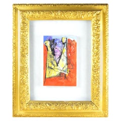 Midcentury Figural Abstract Painting In Antique Gilt Frame