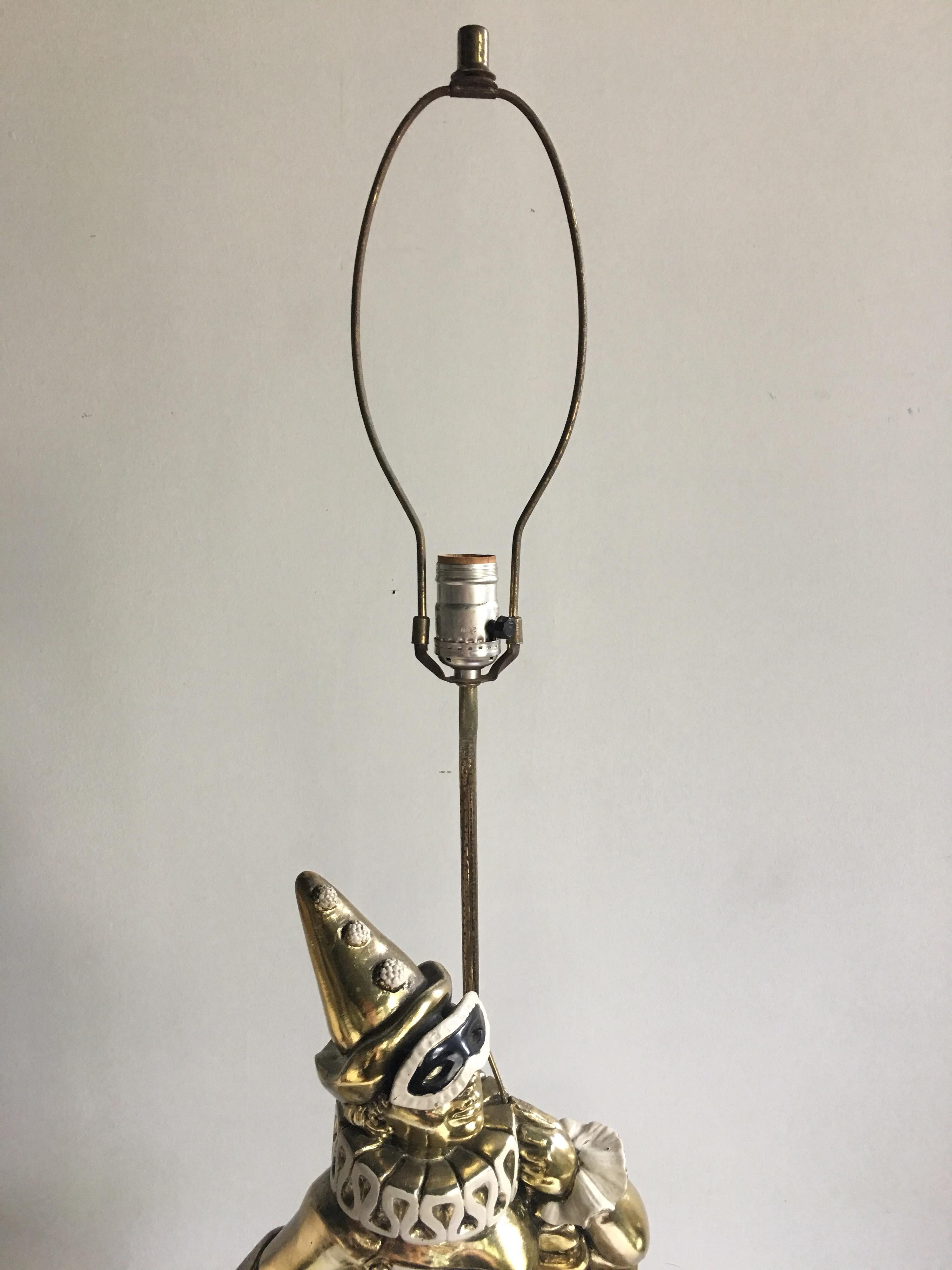 Lampe de table en plâtre Arlequin Figural Jester Midcentury en vente 4