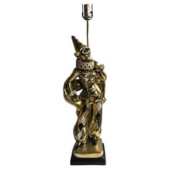 Midcentury Figural Jester Harlequin Plaster Table Lamp