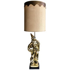 Vintage Midcentury Figural Jester Harlequin Plaster Table Lamp