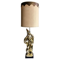 Midcentury Figural Jester Harlequin Plaster Table Lamp