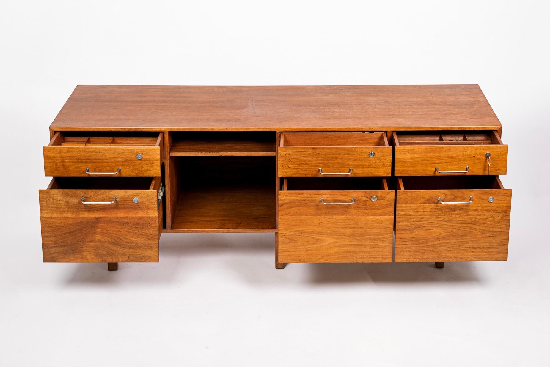 Mid-Century Modern Midcentury File Cabinet Credenza in Walnut Wood by Jens Risom