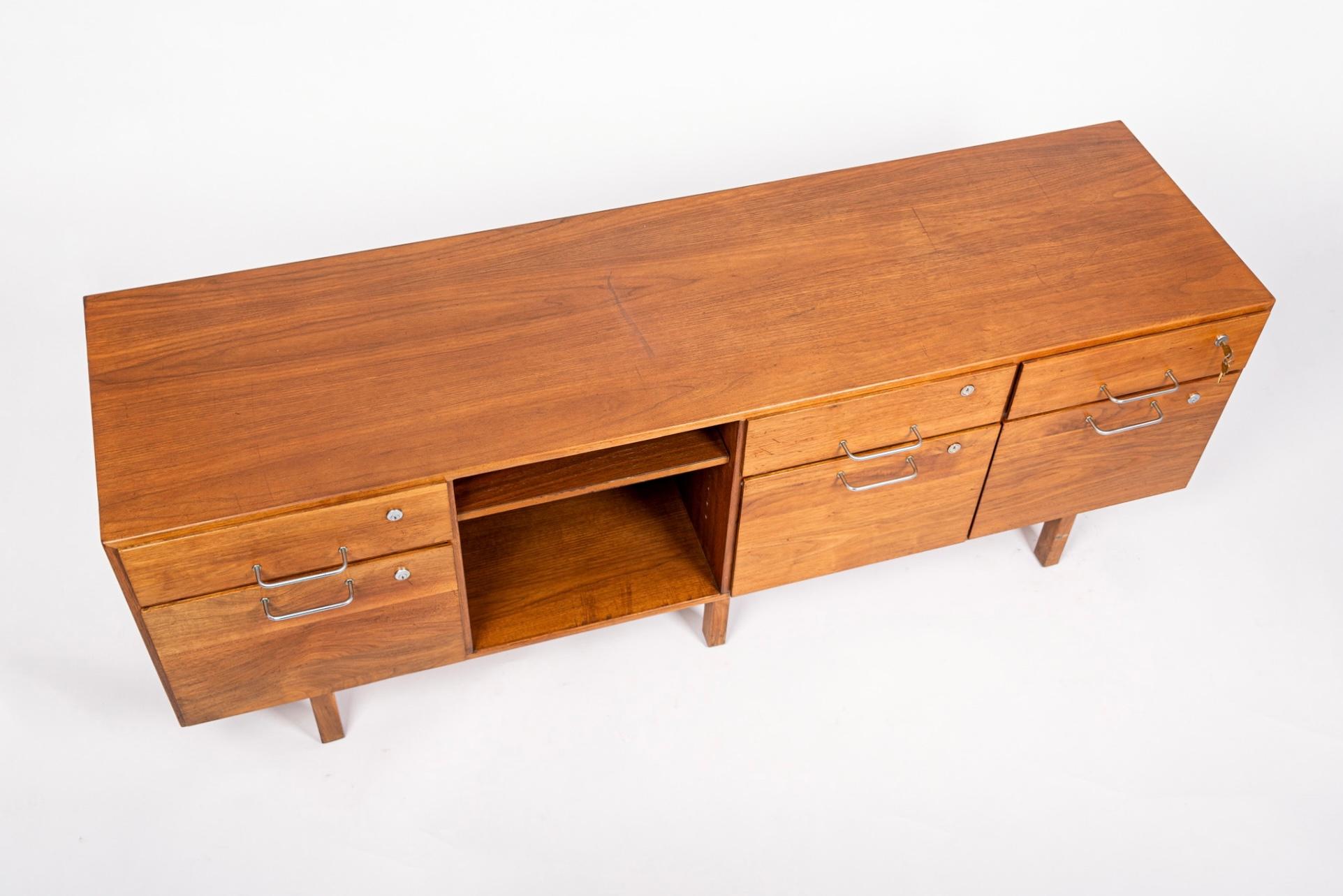 American Midcentury File Cabinet Credenza in Walnut Wood by Jens Risom