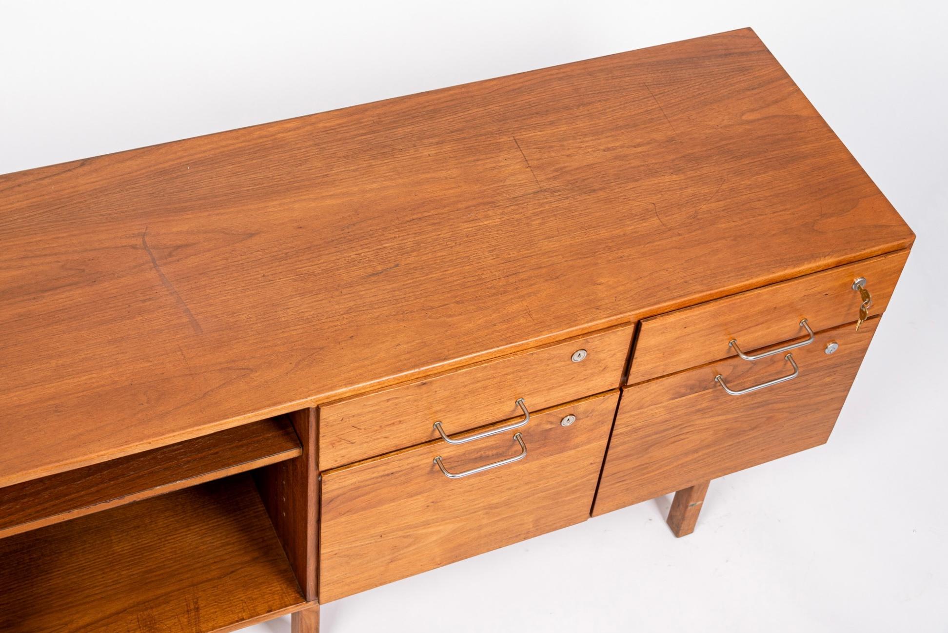 Midcentury File Cabinet Credenza in Walnut Wood by Jens Risom In Good Condition In Detroit, MI