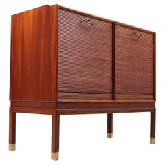 Midcentury File Cabinet in Mahogany with Tambour Doors, 1950s