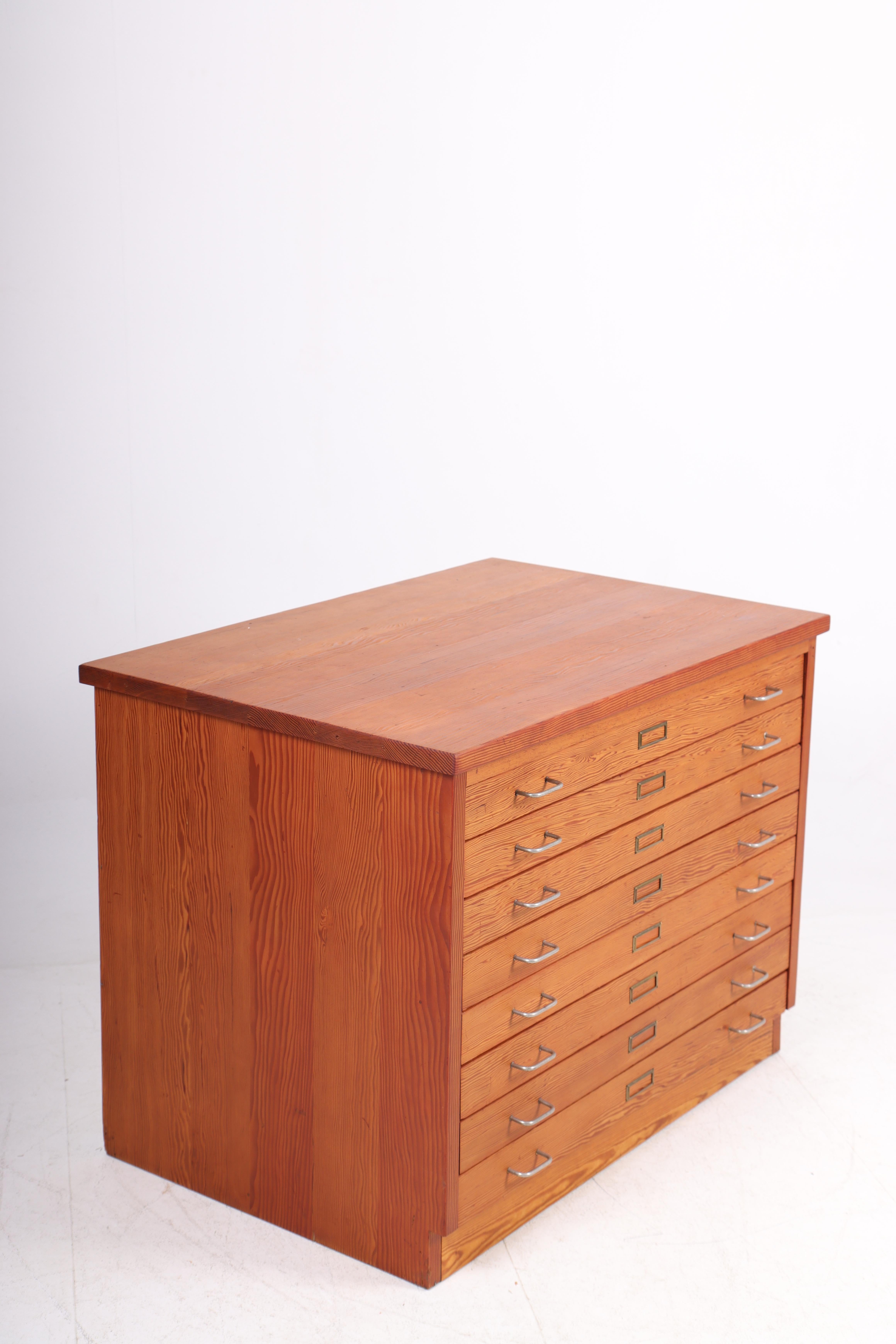 Chrome Midcentury File Cabinet in Oregon Pine, Danish Design, 1960s