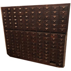 Midcentury File Card Catalog Cabinet of Oak Used in Library, 150 Drawers
