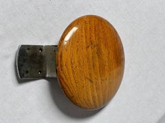 Midcentury Finish oak and chrome door handle in round shape 1950's