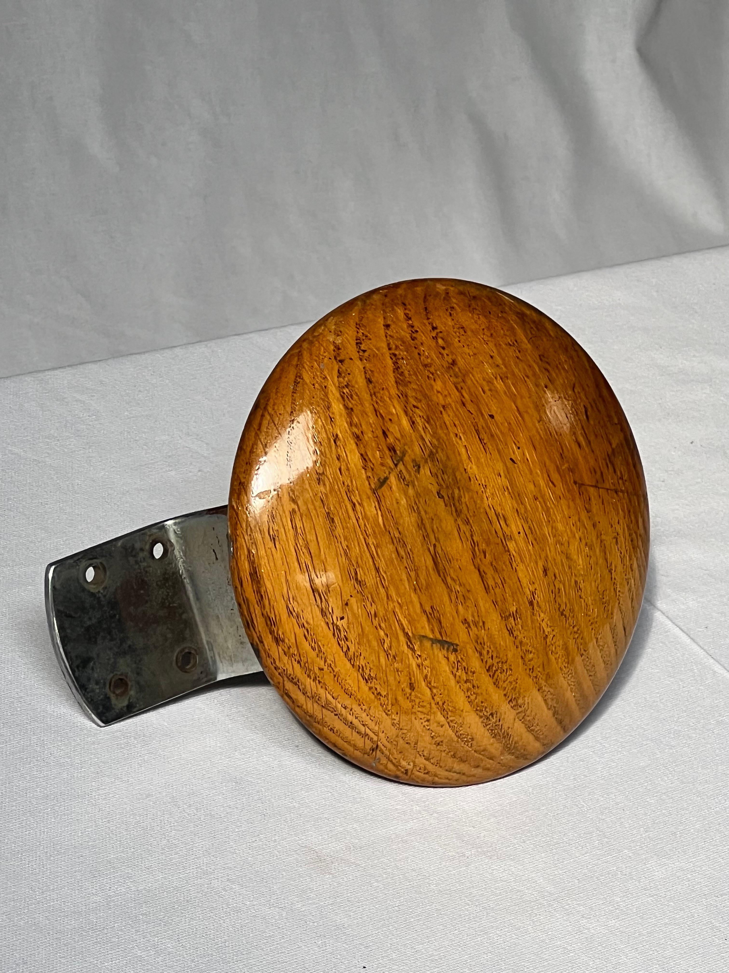 Mid-20th Century Midcentury Finish oak and chrome door handle in round shape 1950's For Sale