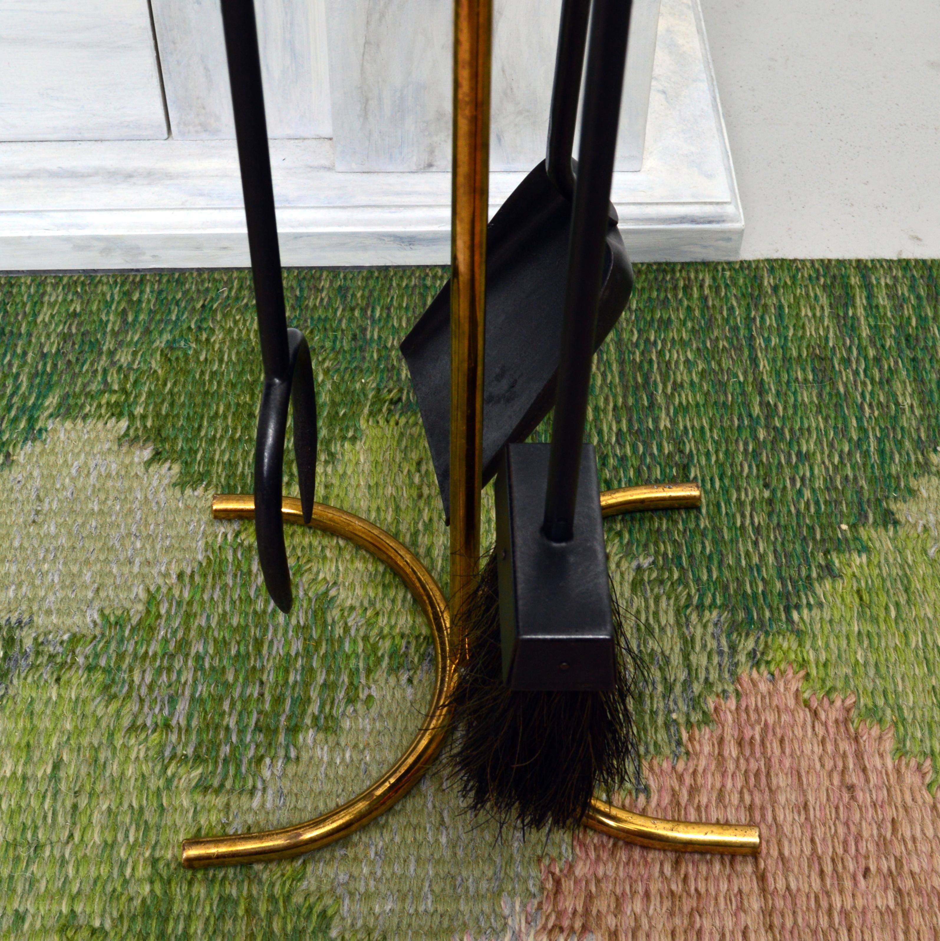 Midcentury Fireplace Tools by Gunnar Ander for Ystad Metall In Good Condition In Stockholm, SE