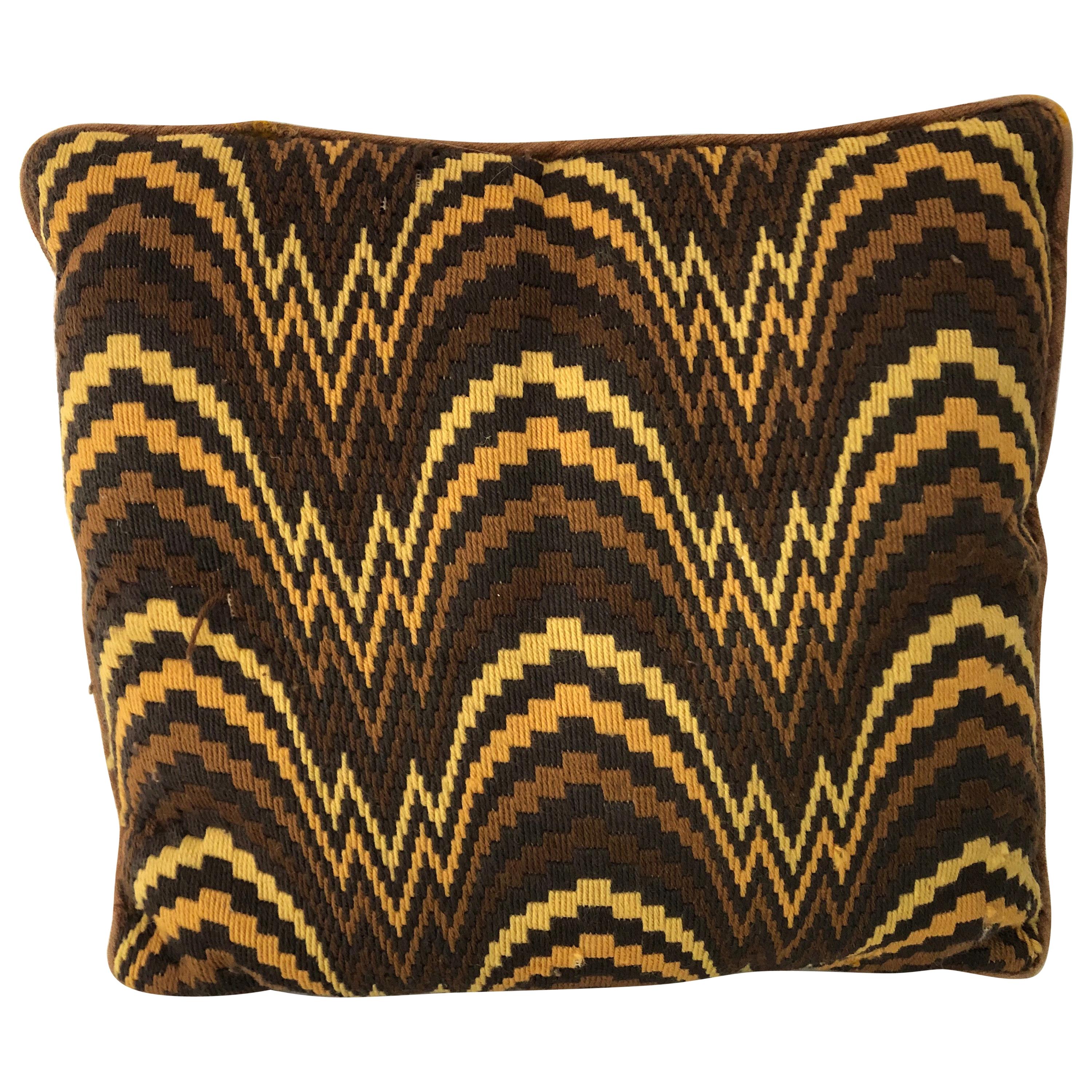 Midcentury Flame Stitch Pillow