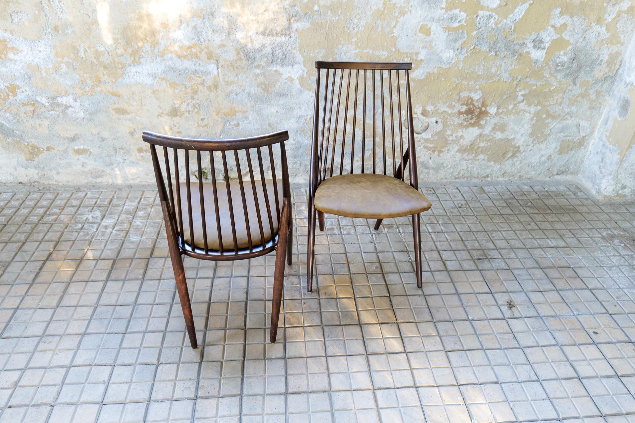 Beech Midcentury Flamingo Chairs by Thea Leonard Nassjo Stolfrabrik, Sweden, 1950s