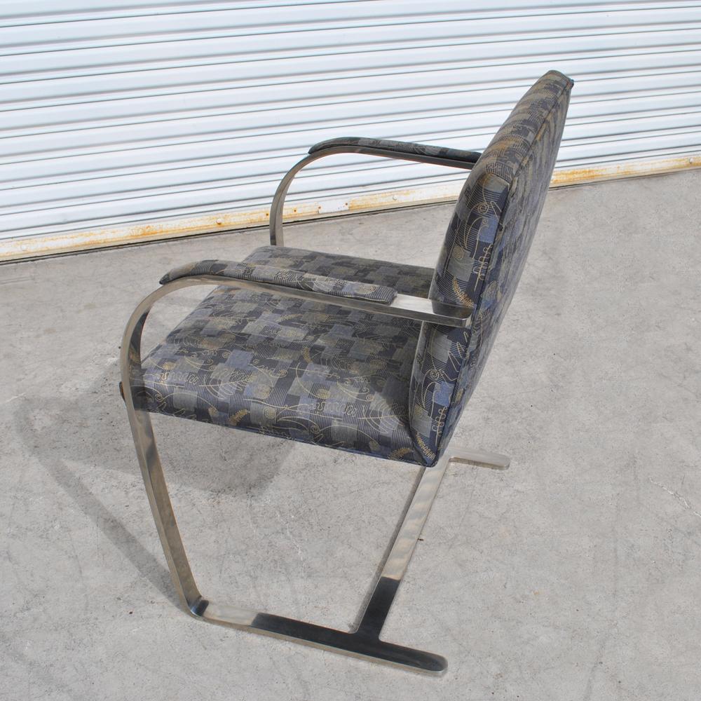 Mid-Century Modern 1  Stainless Steel Flat Bar Mies Van Der Rohe Brno Chair for Knoll