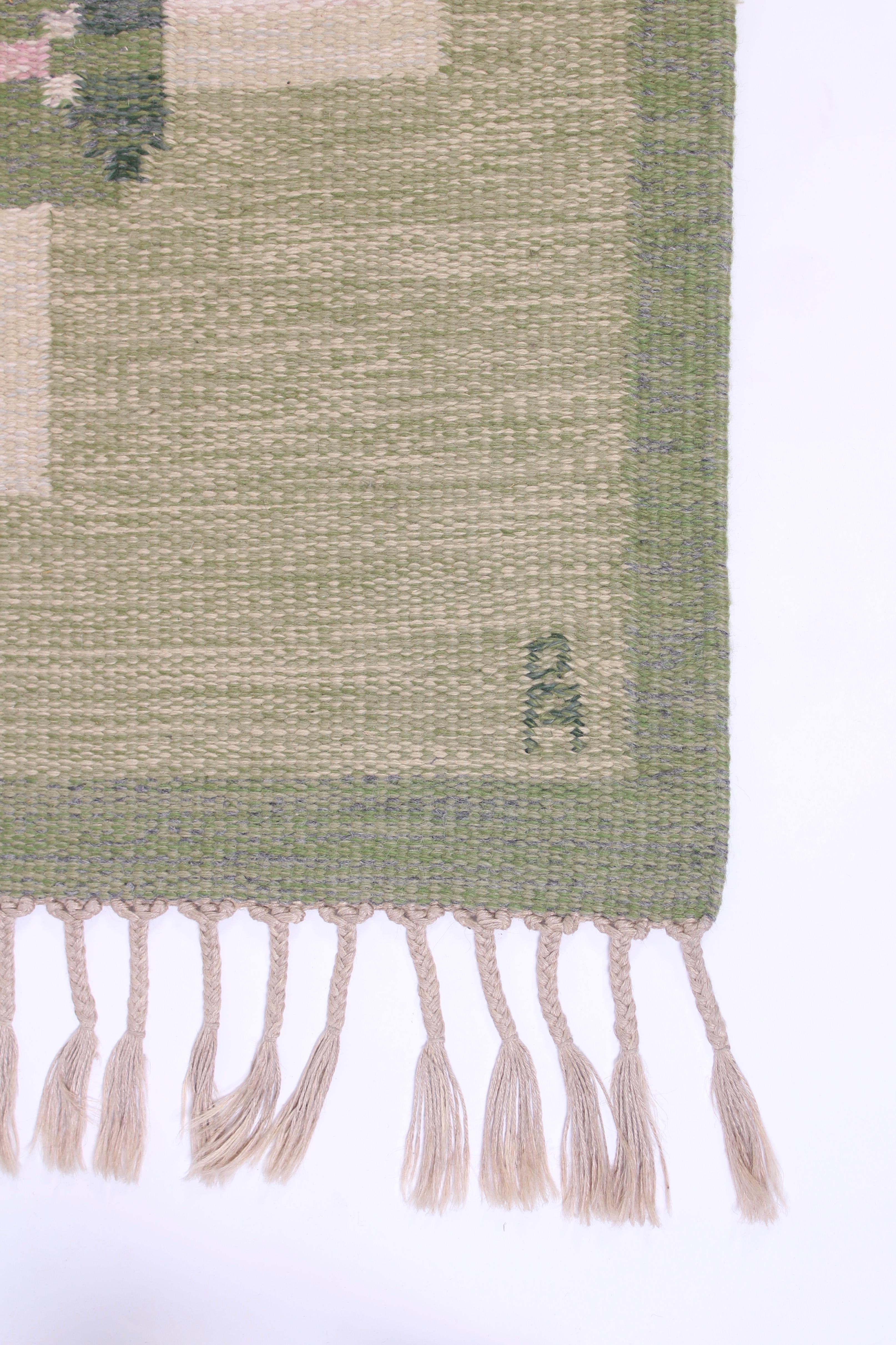 Swedish Midcentury Flat-Weave Carpet by Anna-Johanna Ångström, 1960s For Sale