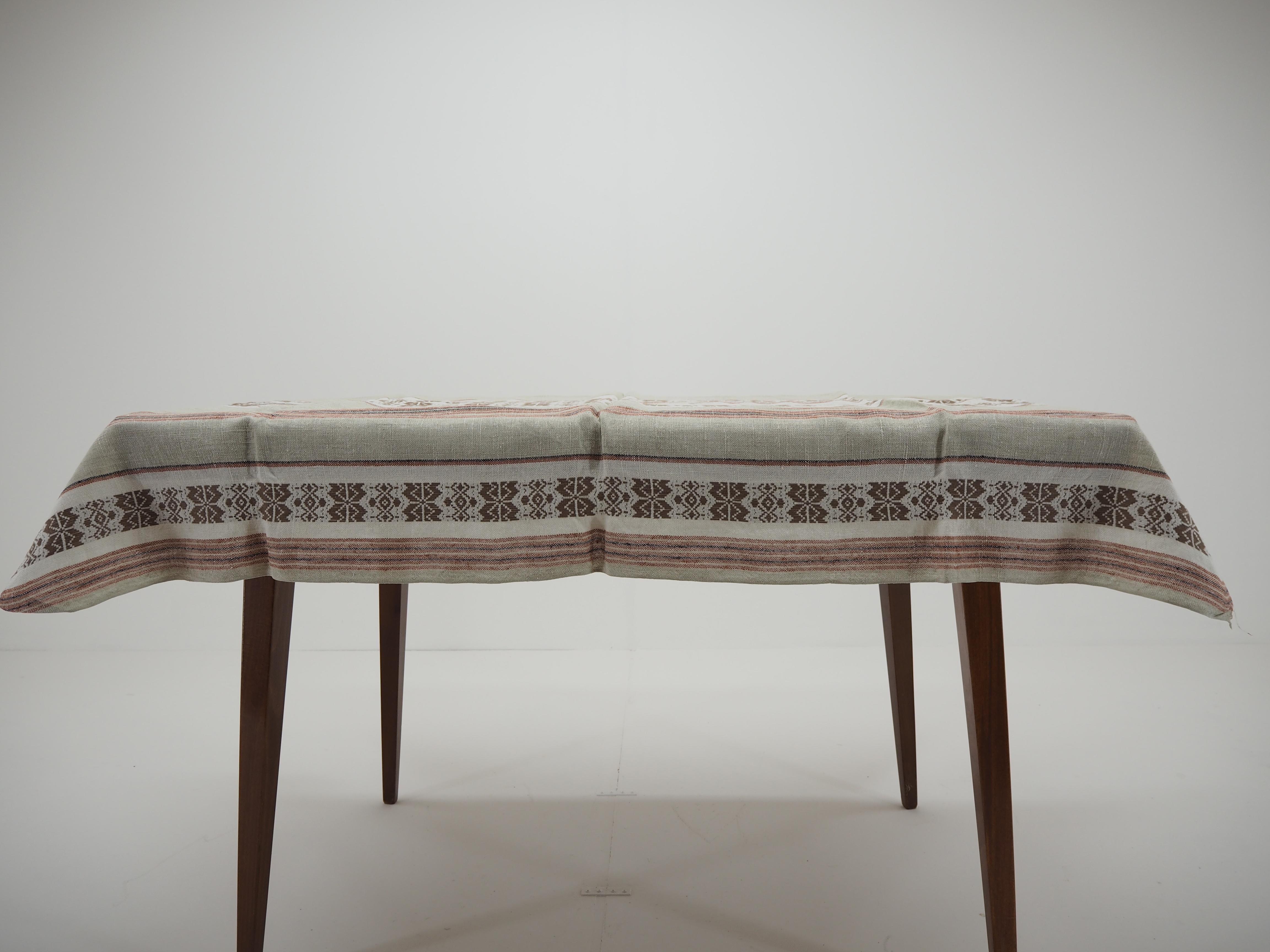 Mid-Century Modern Midcentury Flax Table Cloth, Czechoslovakia, 1960s For Sale