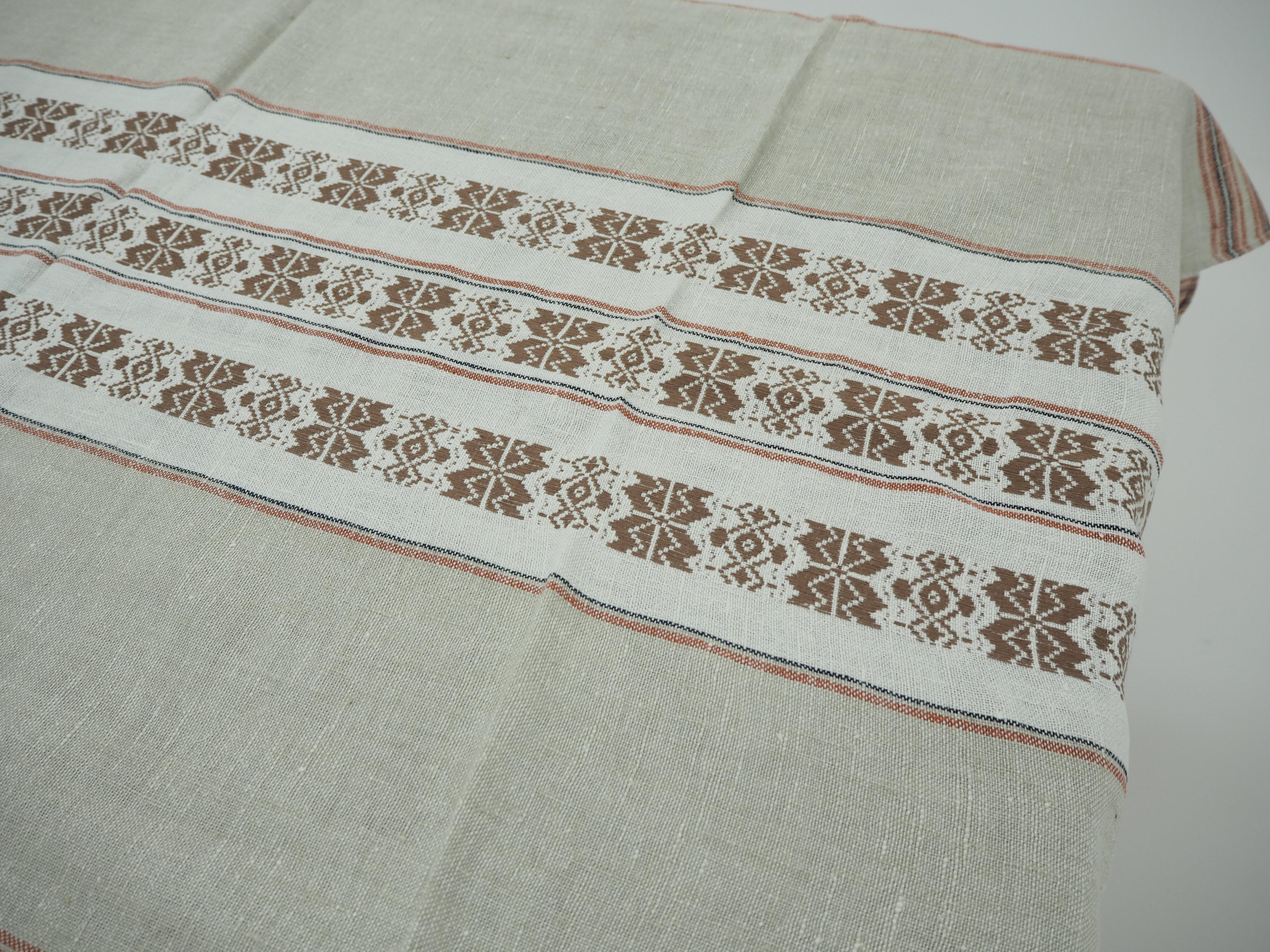 Mid-20th Century Midcentury Flax Table Cloth, Czechoslovakia, 1960s For Sale