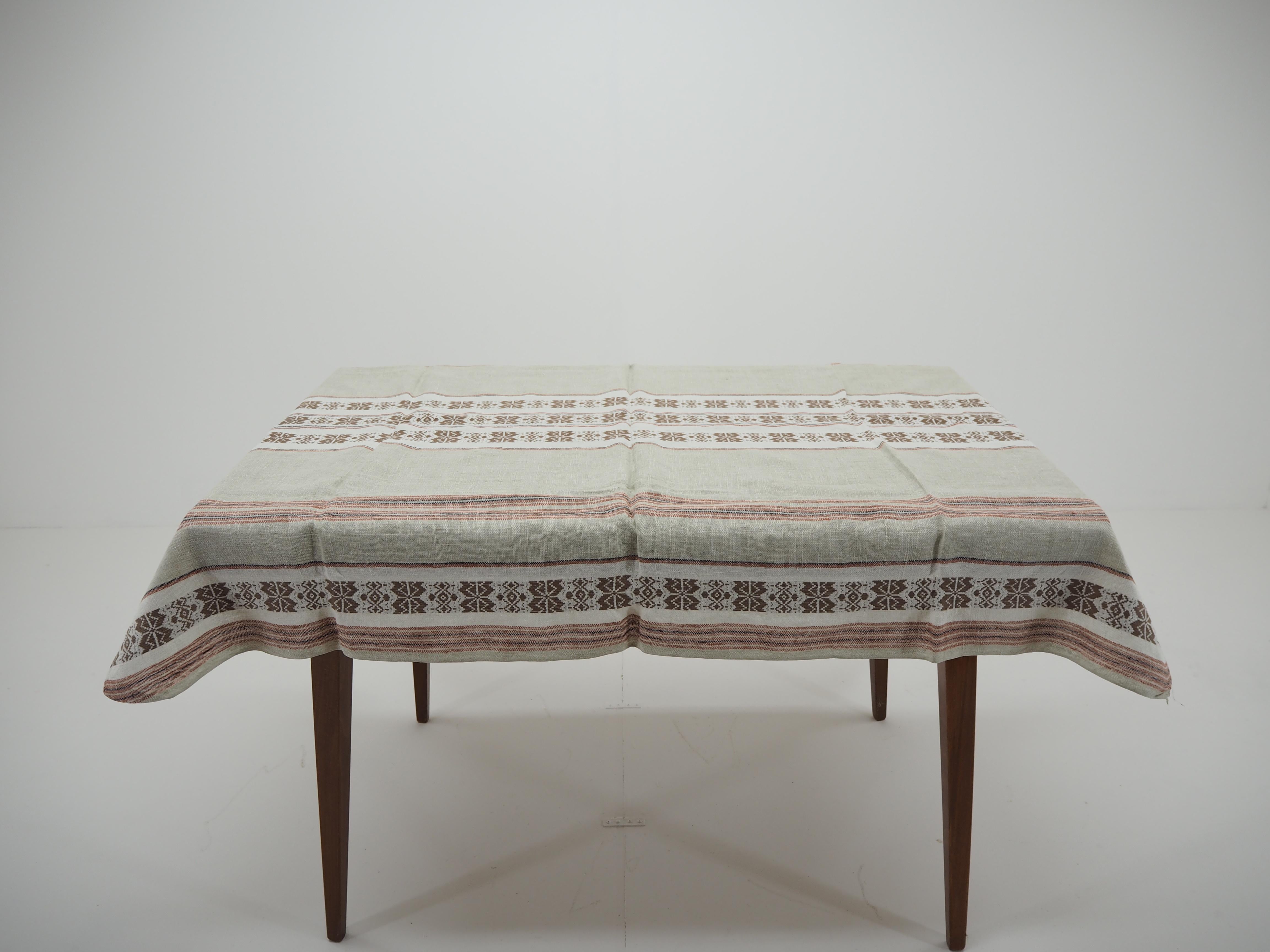 Fabric Midcentury Flax Table Cloth, Czechoslovakia, 1960s For Sale