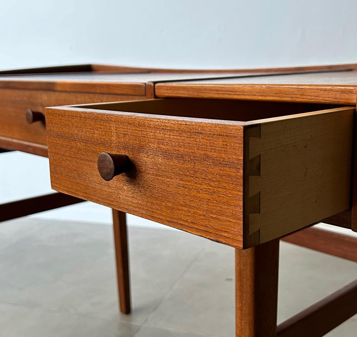 20th Century Midcentury flip top vanity make up desk with hidden mirror, 1960s Denmark