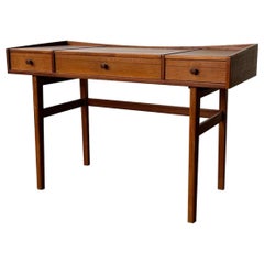 Midcentury flip top vanity make up desk with hidden mirror, 1960s Denmark