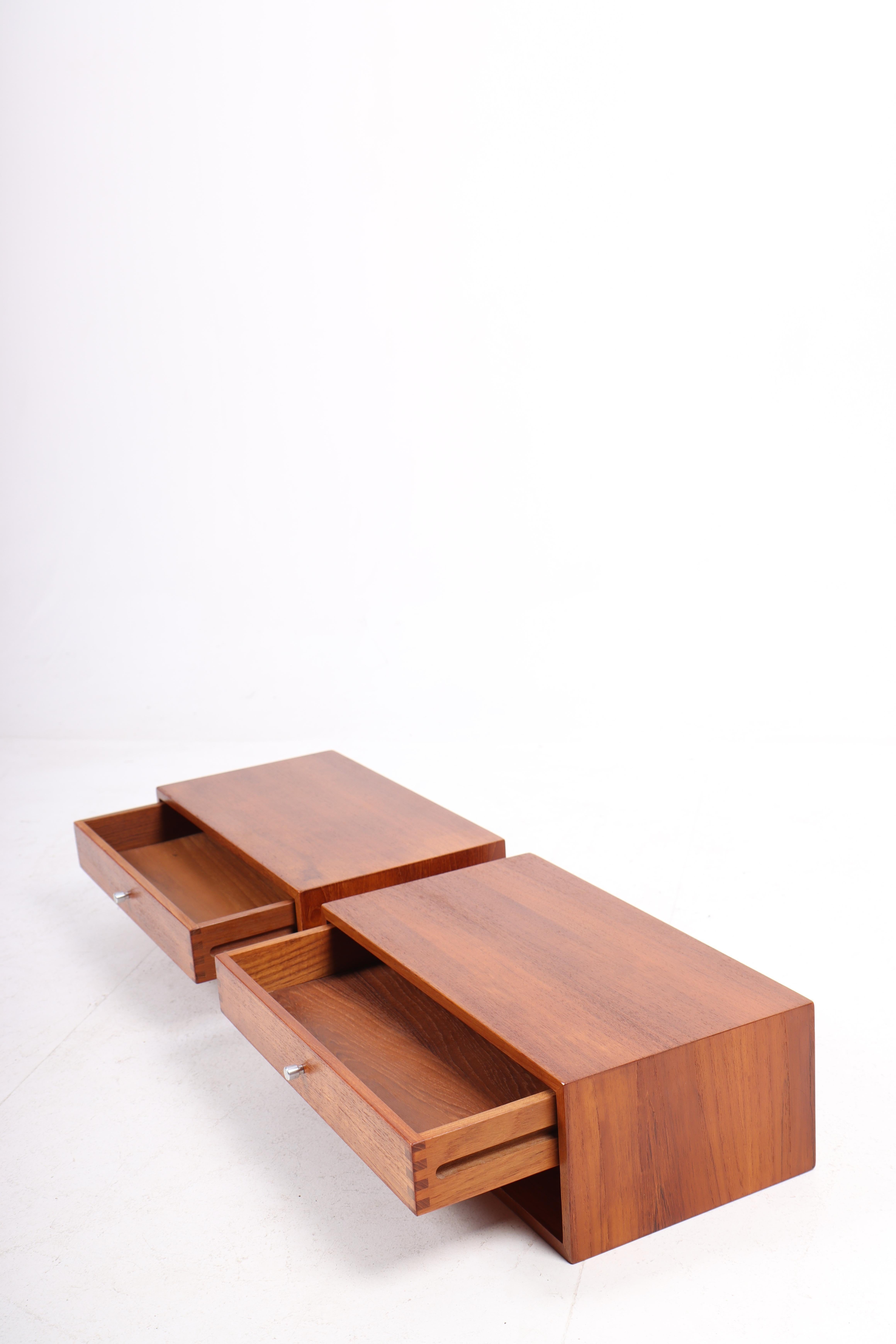 Danish Mid-Century Floating Night Stands in Teak Designed by Kai Kristiansen, 1960s