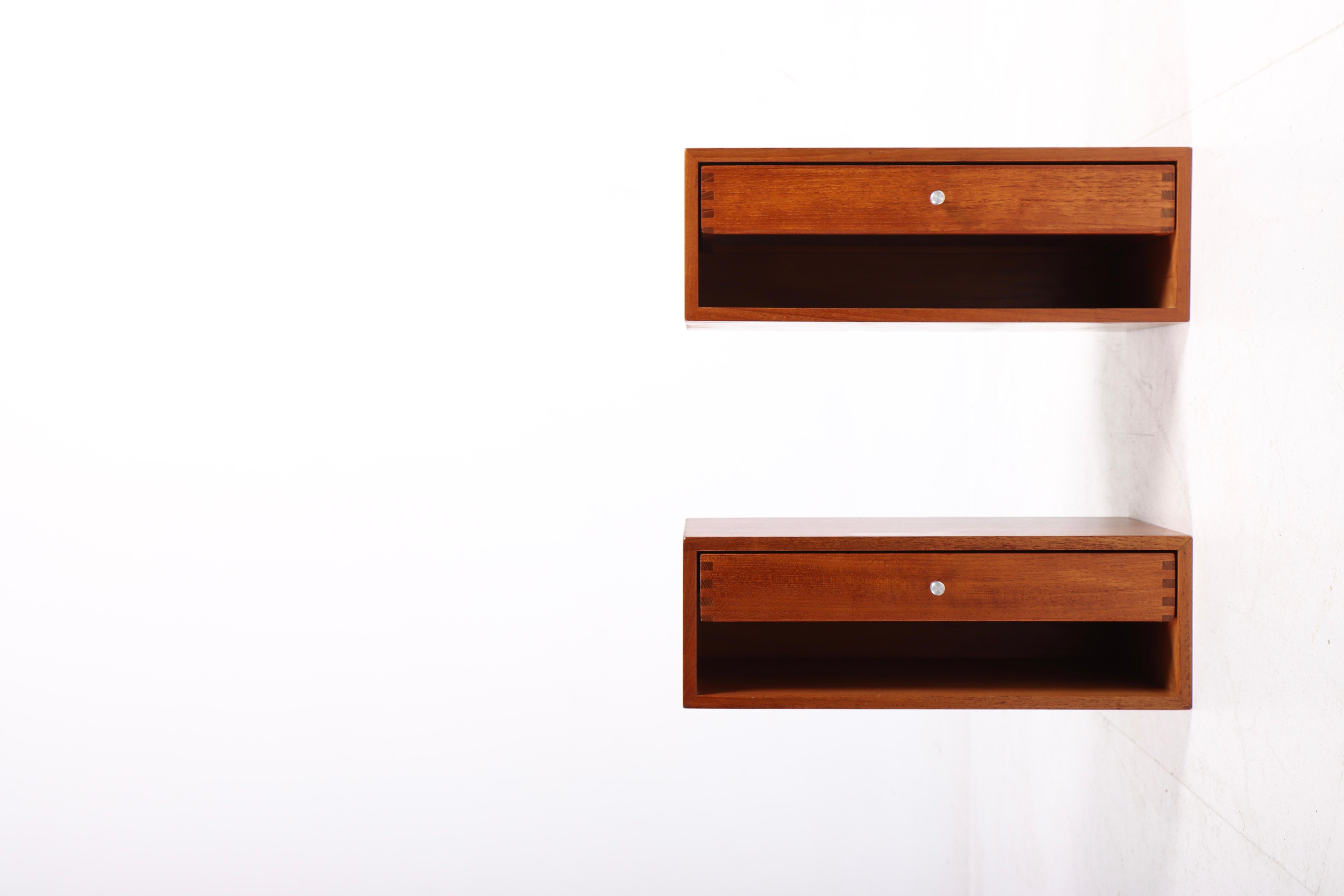 Mid-Century Floating Night Stands in Teak Designed by Kai Kristiansen, 1960s In Good Condition In Lejre, DK
