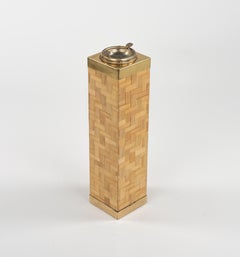 Posacenere da terra in bambù e ottone del Medioevo, Italia, anni '70