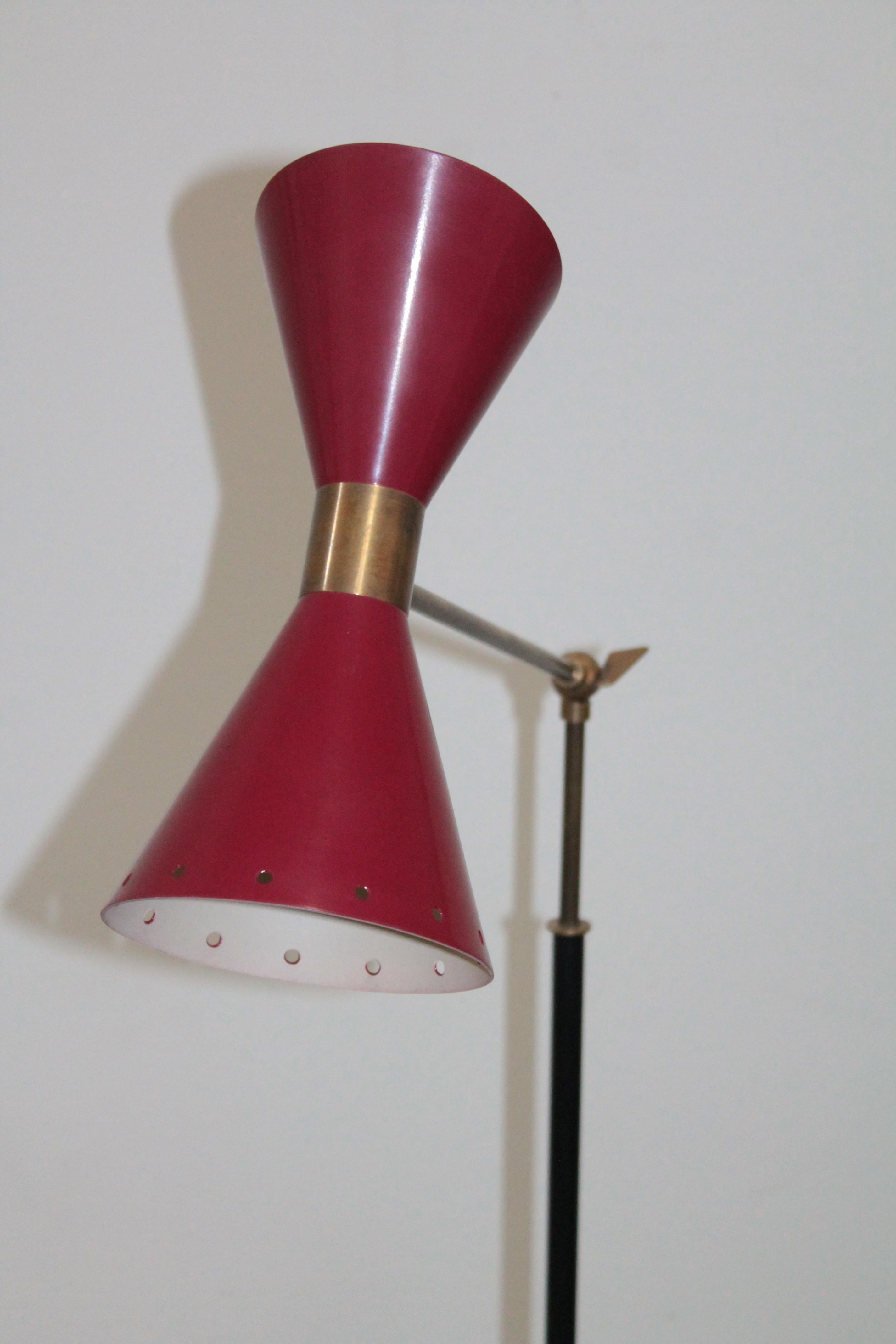 Midcentury Floor Lamp adjustable brass Stilnovo 4