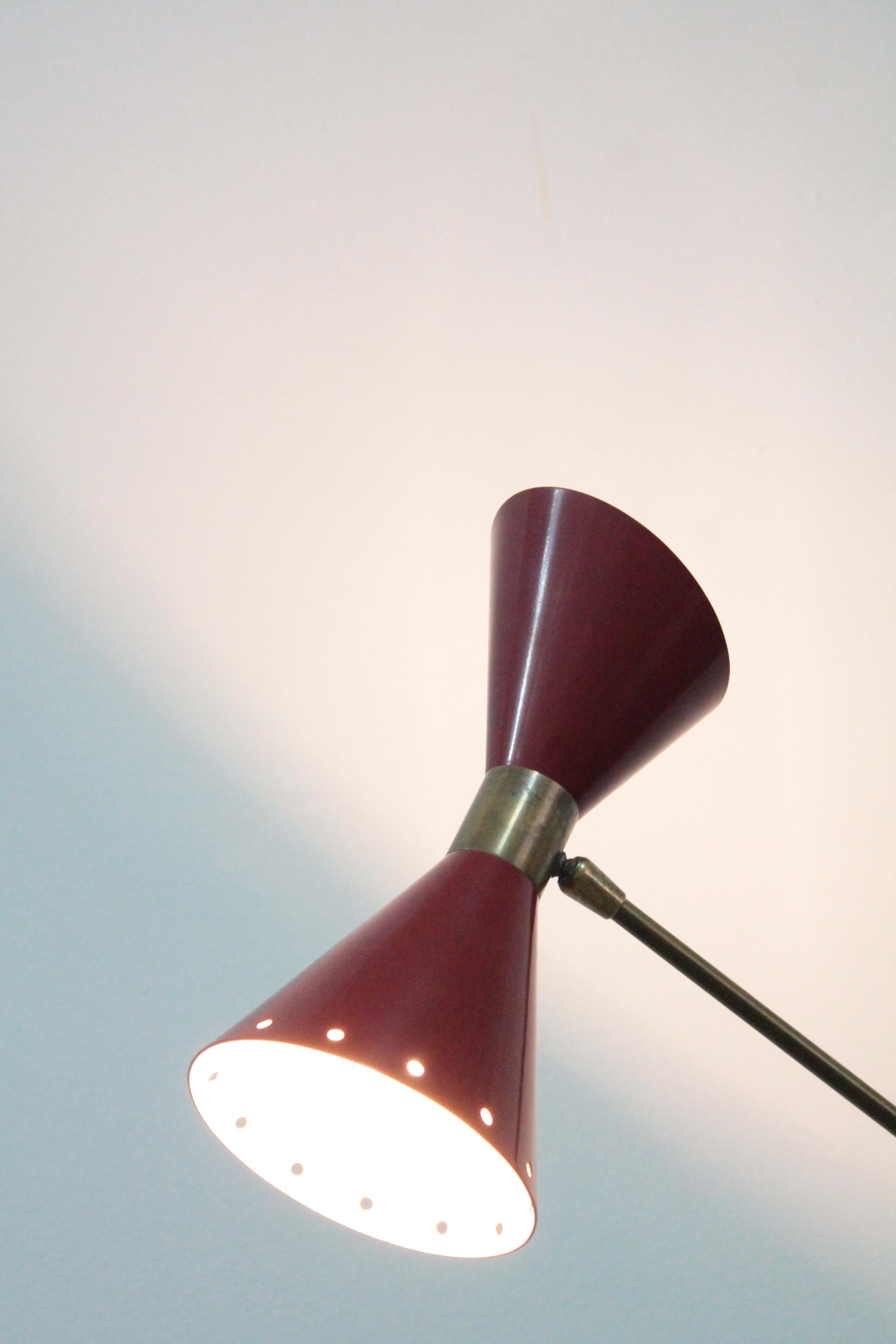 Midcentury Floor Lamp adjustable brass Stilnovo 1