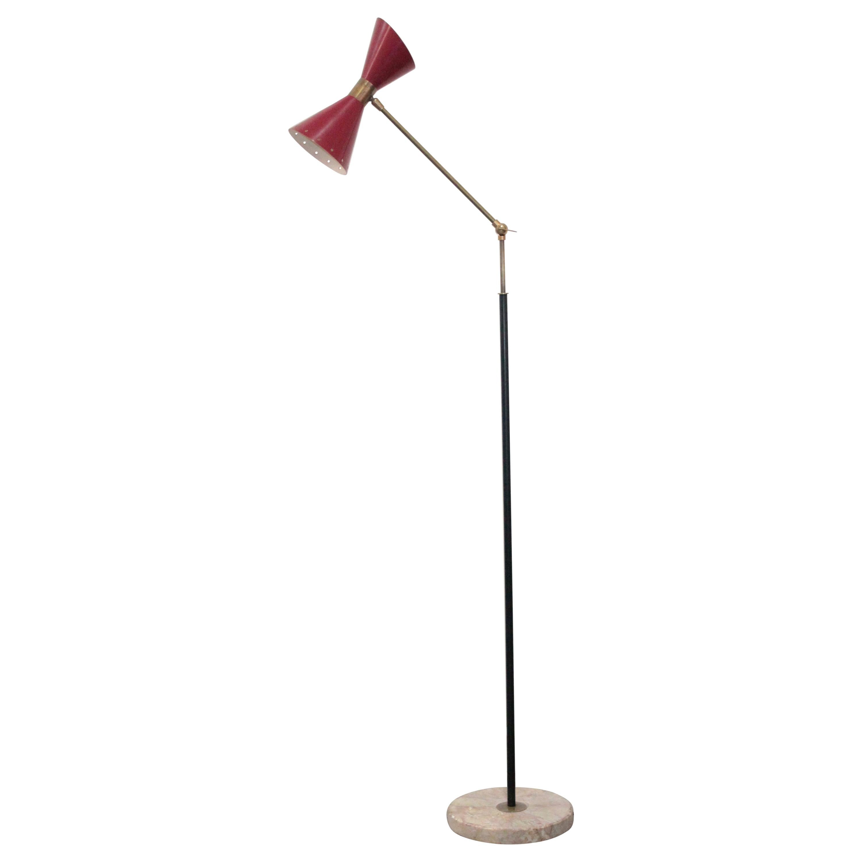 Midcentury Floor Lamp adjustable brass Stilnovo