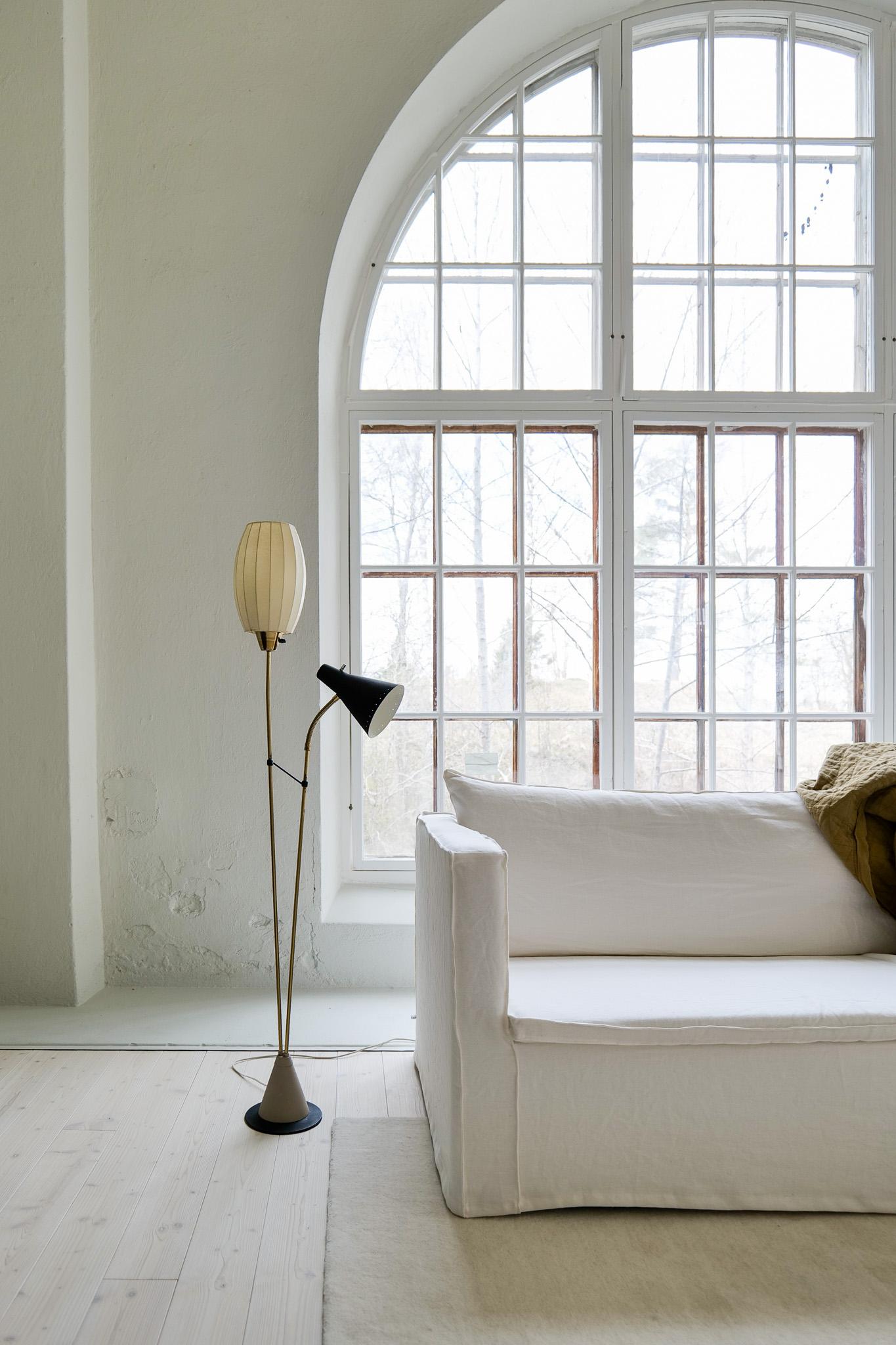 Mid-Century Modern Midcentury Floor Lamp Attributed to Hans Bergström for Ateljé Lyktan Sweden 1950 For Sale