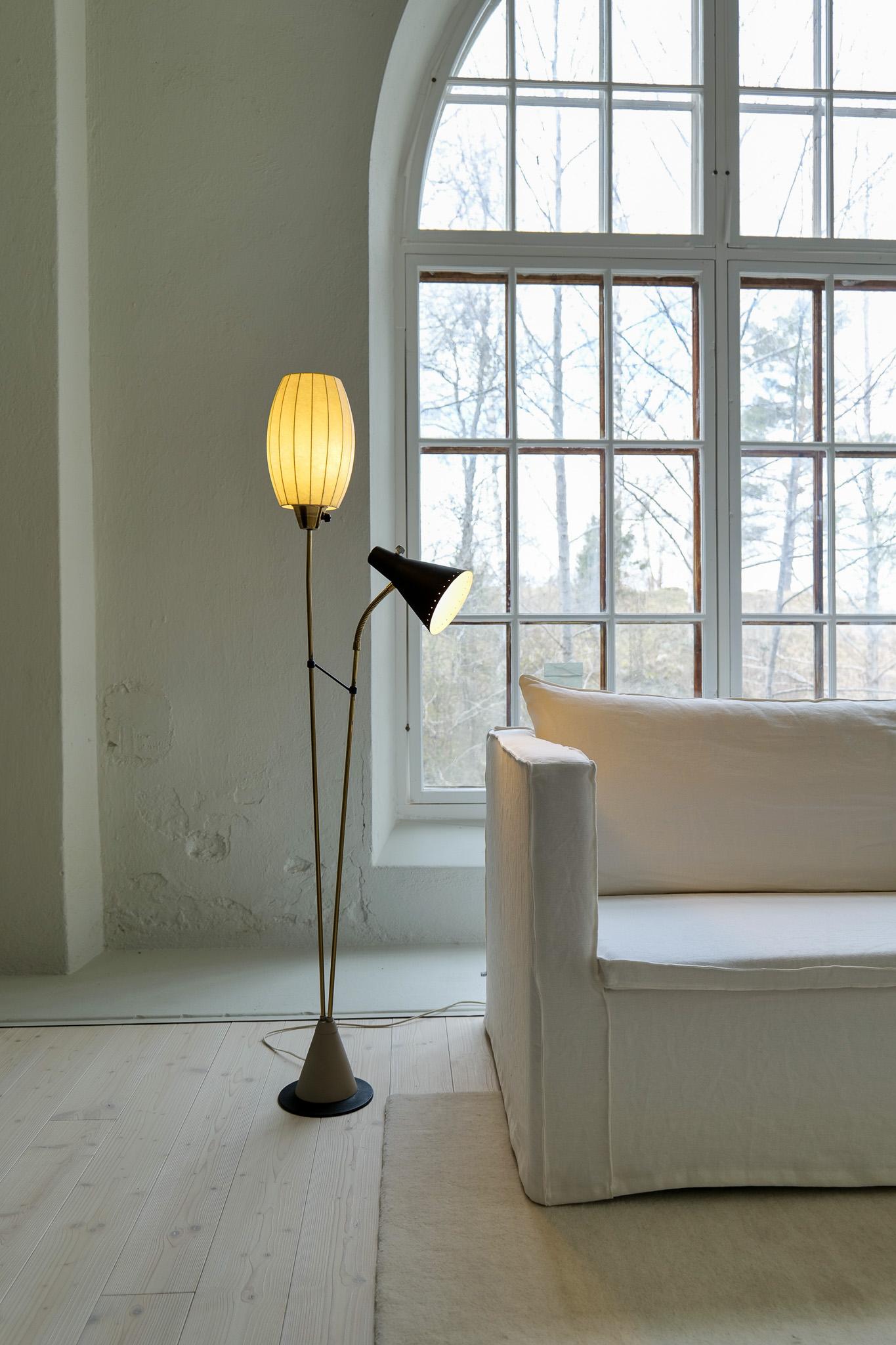 Mid-20th Century Midcentury Floor Lamp Attributed to Hans Bergström for Ateljé Lyktan Sweden 1950 For Sale