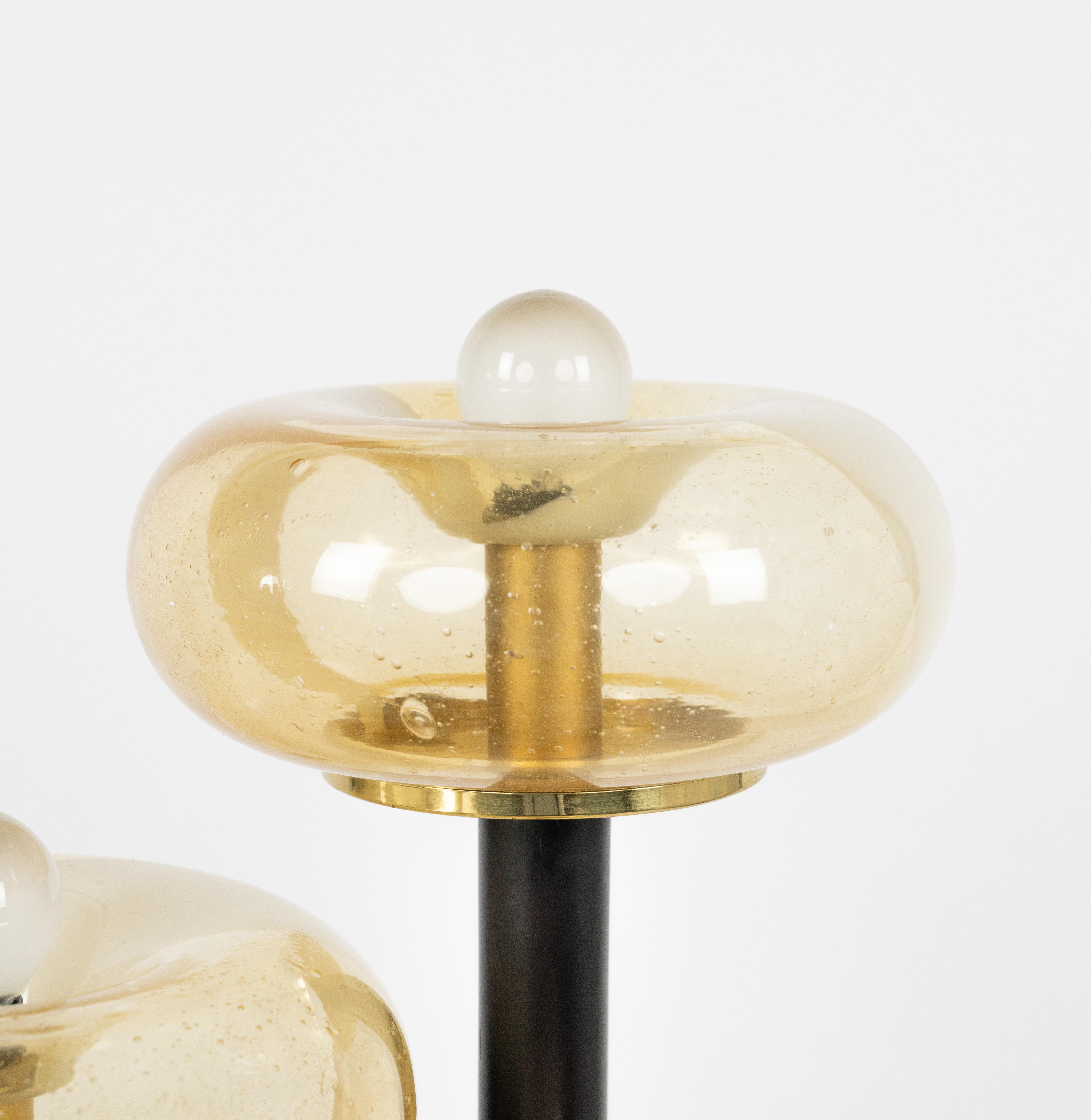 Midcentury Floor Lamp Brass and Murano Glass Mazzega Style, Italy 1970s For Sale 2
