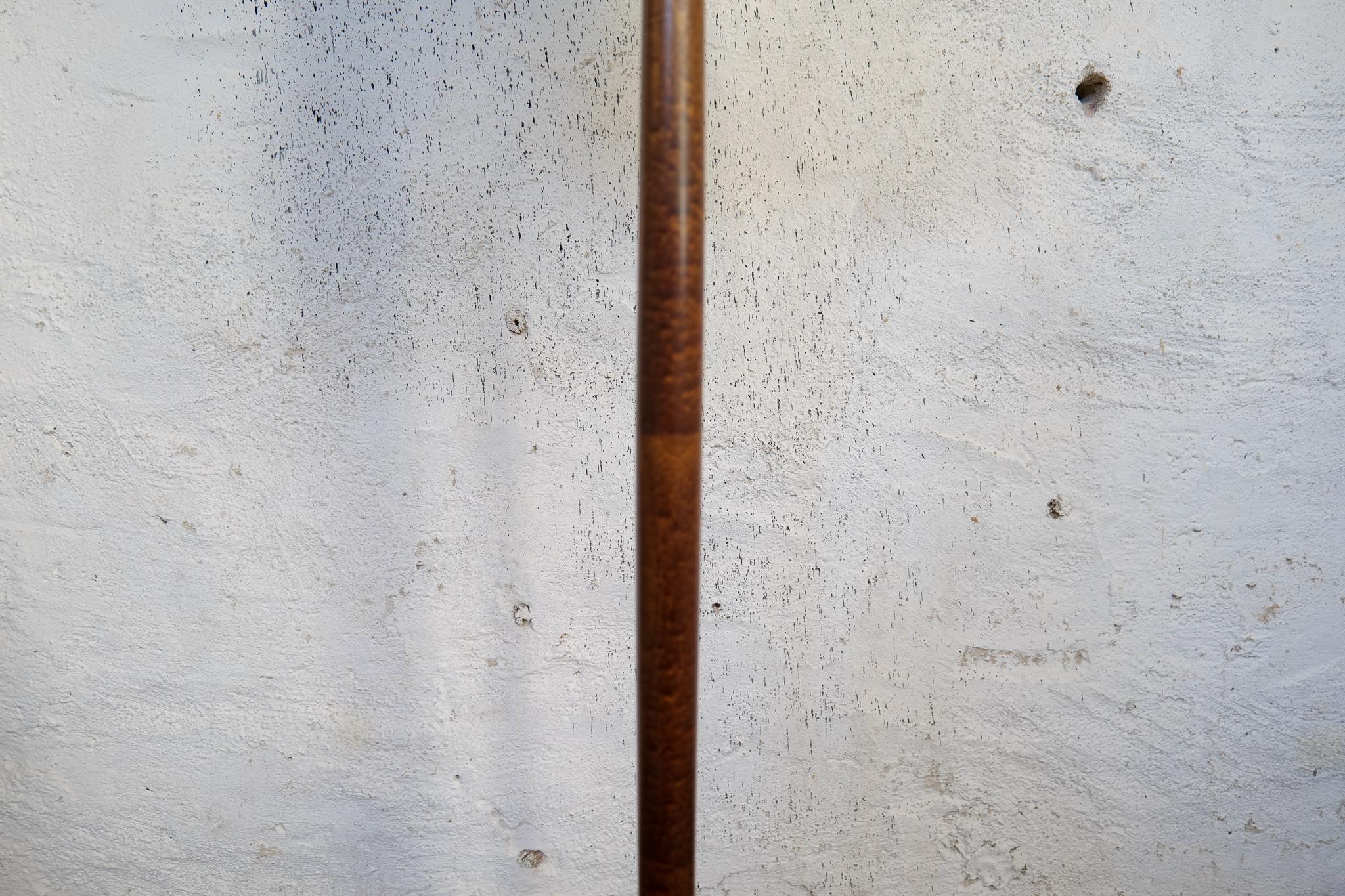Mid-20th Century Mid-Century Floor Lamp Brass and Polished Wood Böhlmarks, Sweden, 1940s For Sale
