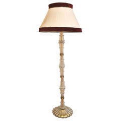 Midcentury Floor Lamp Murano Glass Brass Velvet Silk Ercole Barovier Italy 1940s