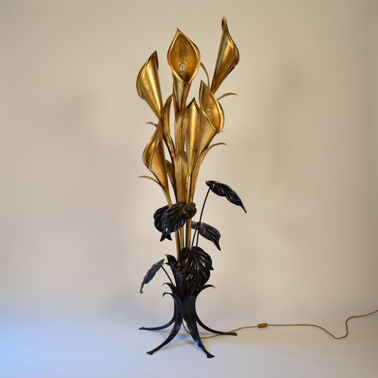 Midcentury Floor Lamp by Hans Kögl with Huge Tropical Flowers at 1stDibs