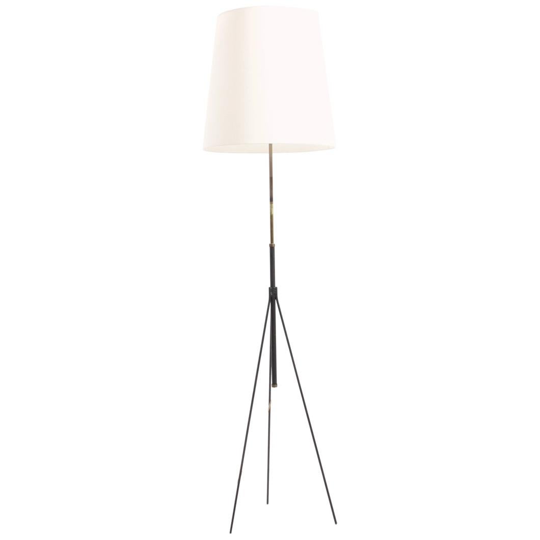 Midcentury Floor Lamp by Holm Sørensen in Black Painted Metal and Brass