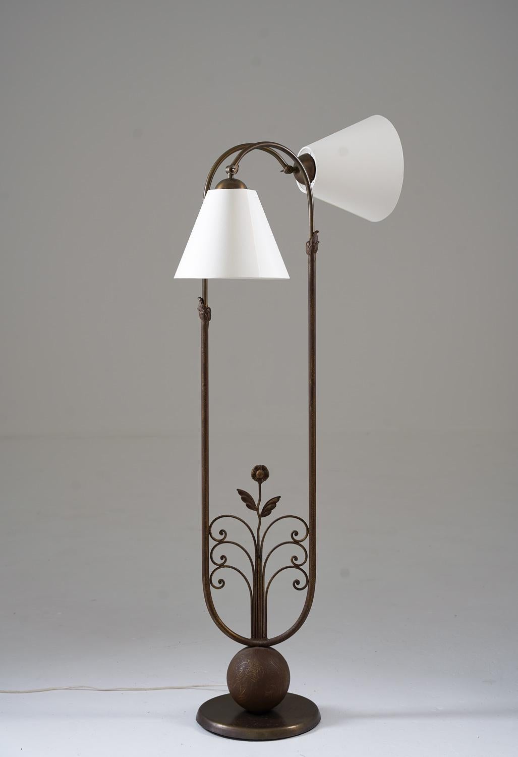 Swedish Mid-Century Floor Lamp by Tor Wolfenstein for Ditzingers 1930s, Sweden