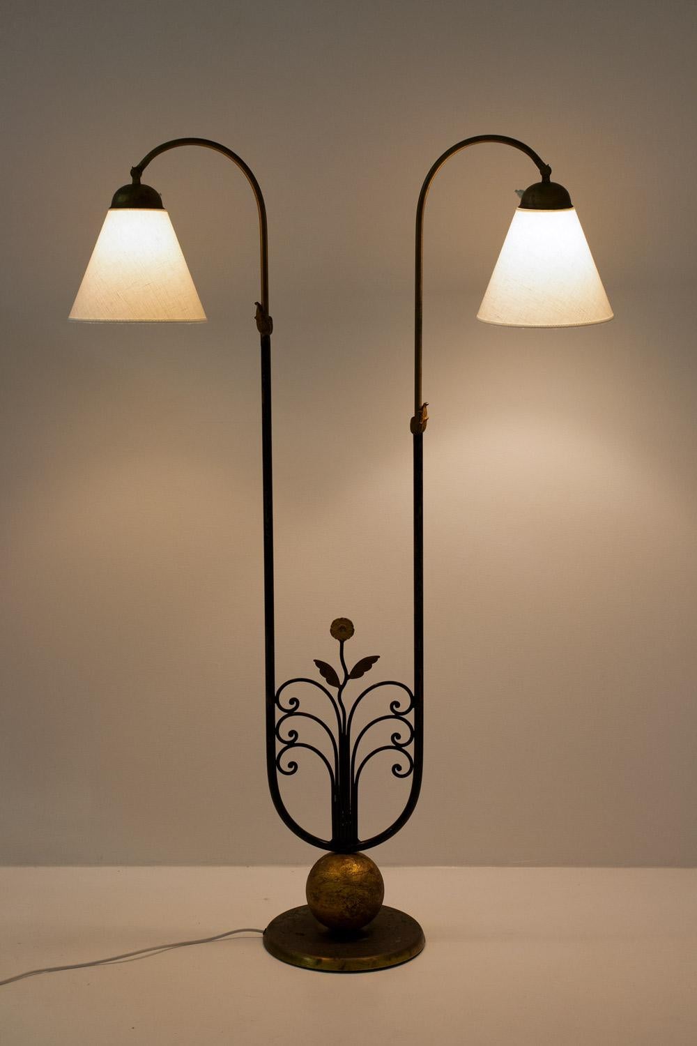 20th Century Midcentury Floor Lamp by Tor Wolfenstein for Ditzingers 1930s, Sweden