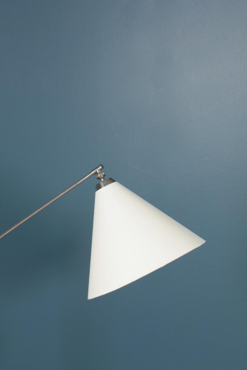Nickel Midcentury Floor Lamp Designed by Th. Valentiner, Made in Denmark, 1950s