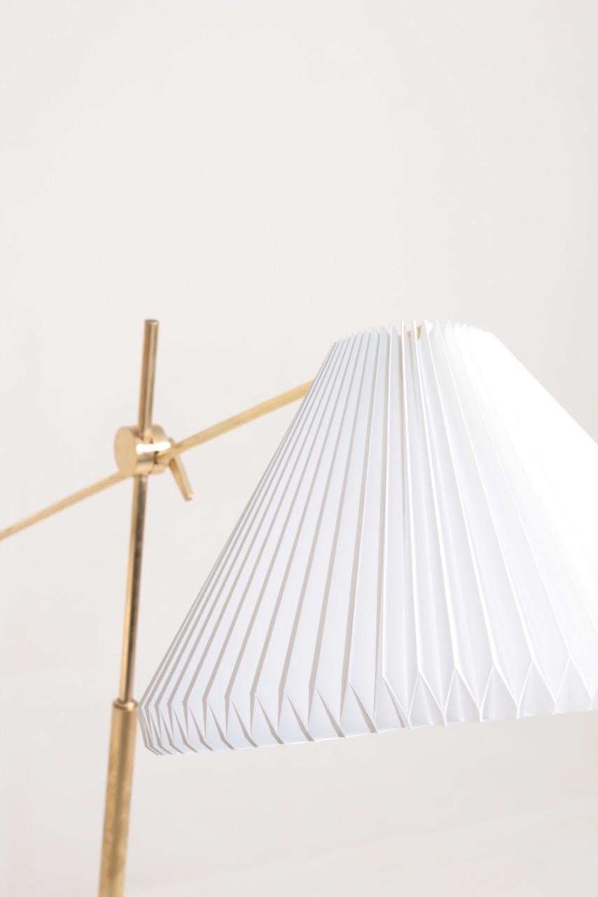 Brass Midcentury Floor Lamp Designed by Th. Valentiner, Made in Denmark, 1950s