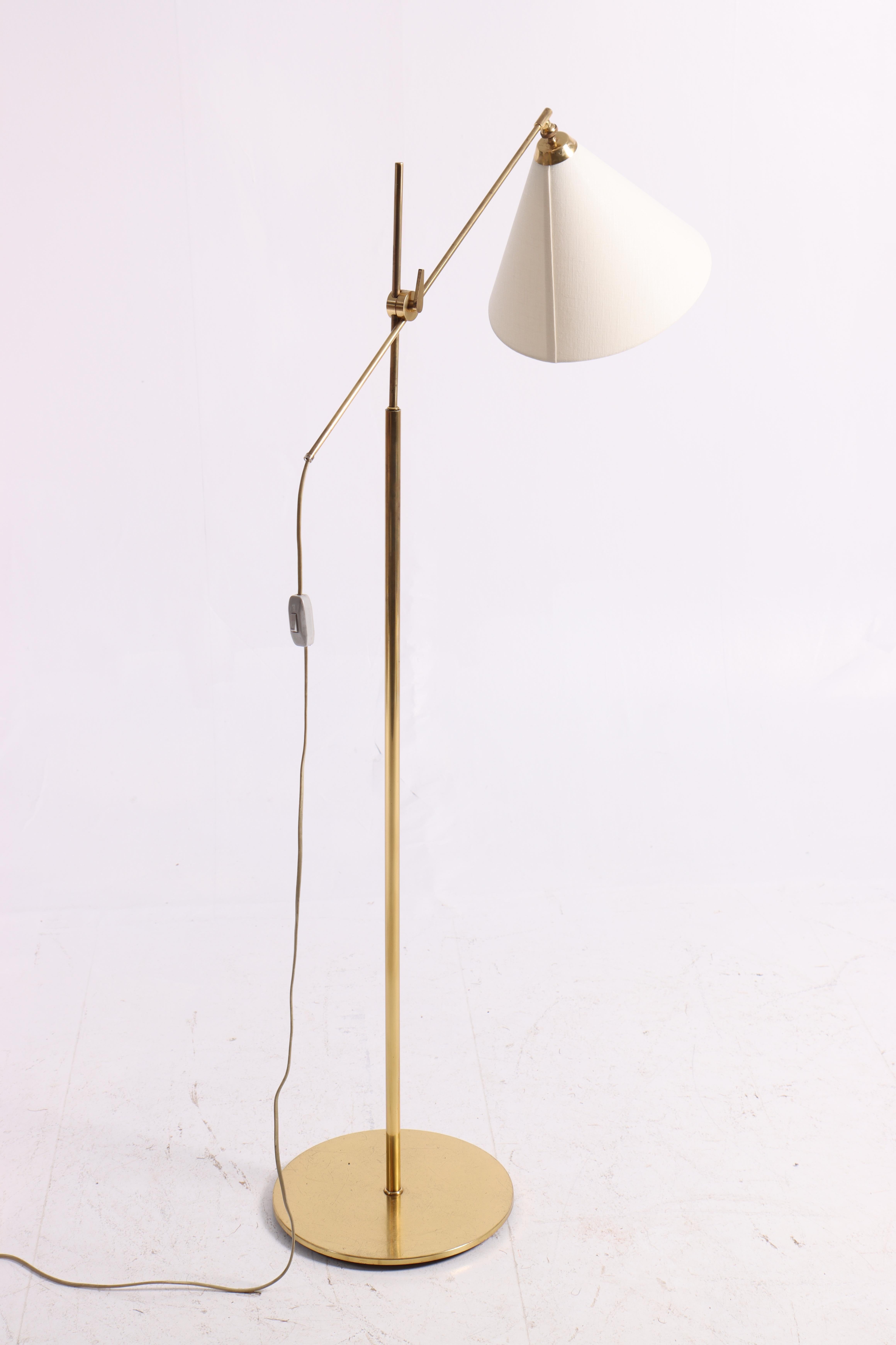 Brass Midcentury Floor Lamp Designed by Th. Valentiner, Made in Denmark, 1950s