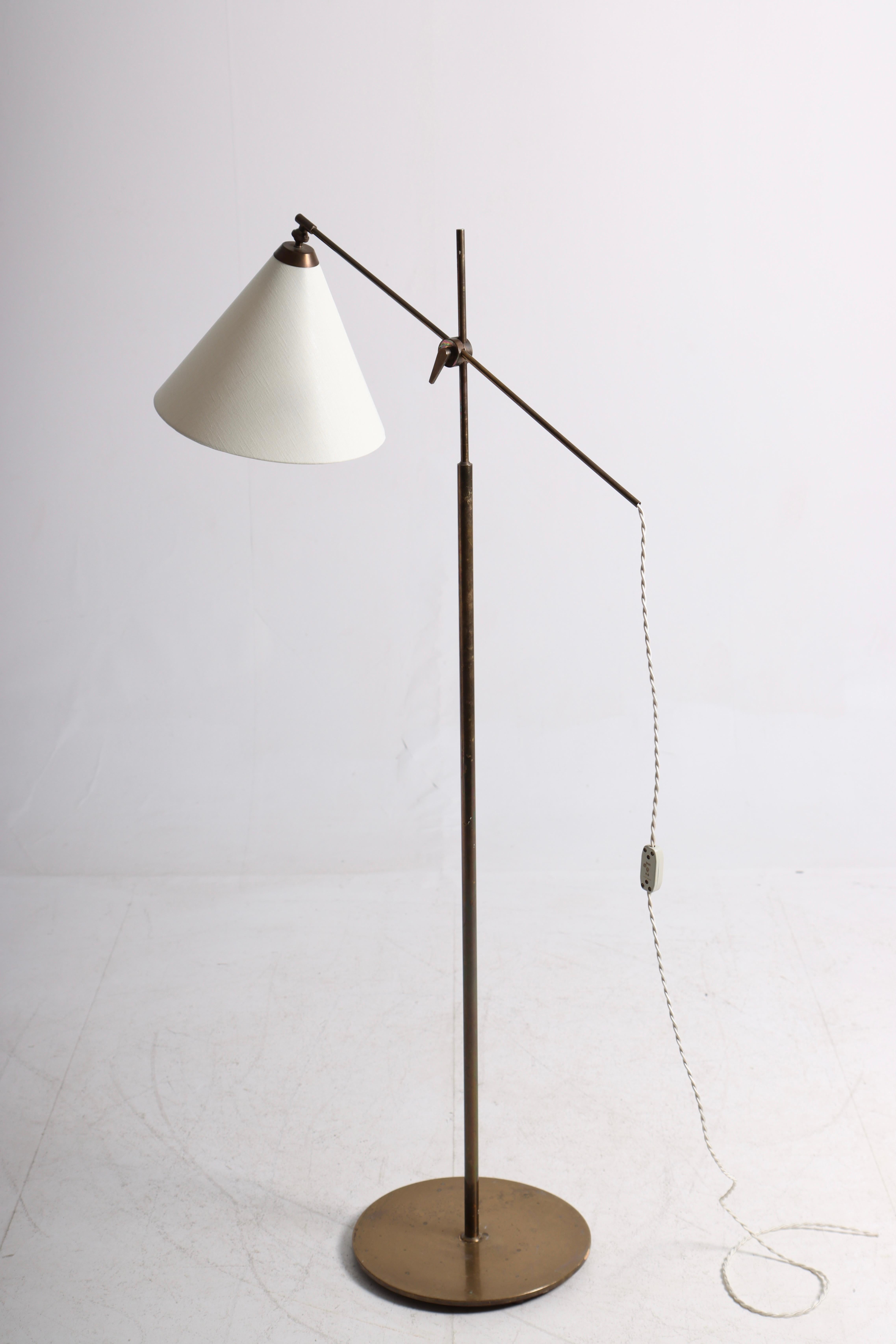 Mid-20th Century Mid-Century Floor Lamp Designed by Th. Valentiner, Made in Denmark, 1950s