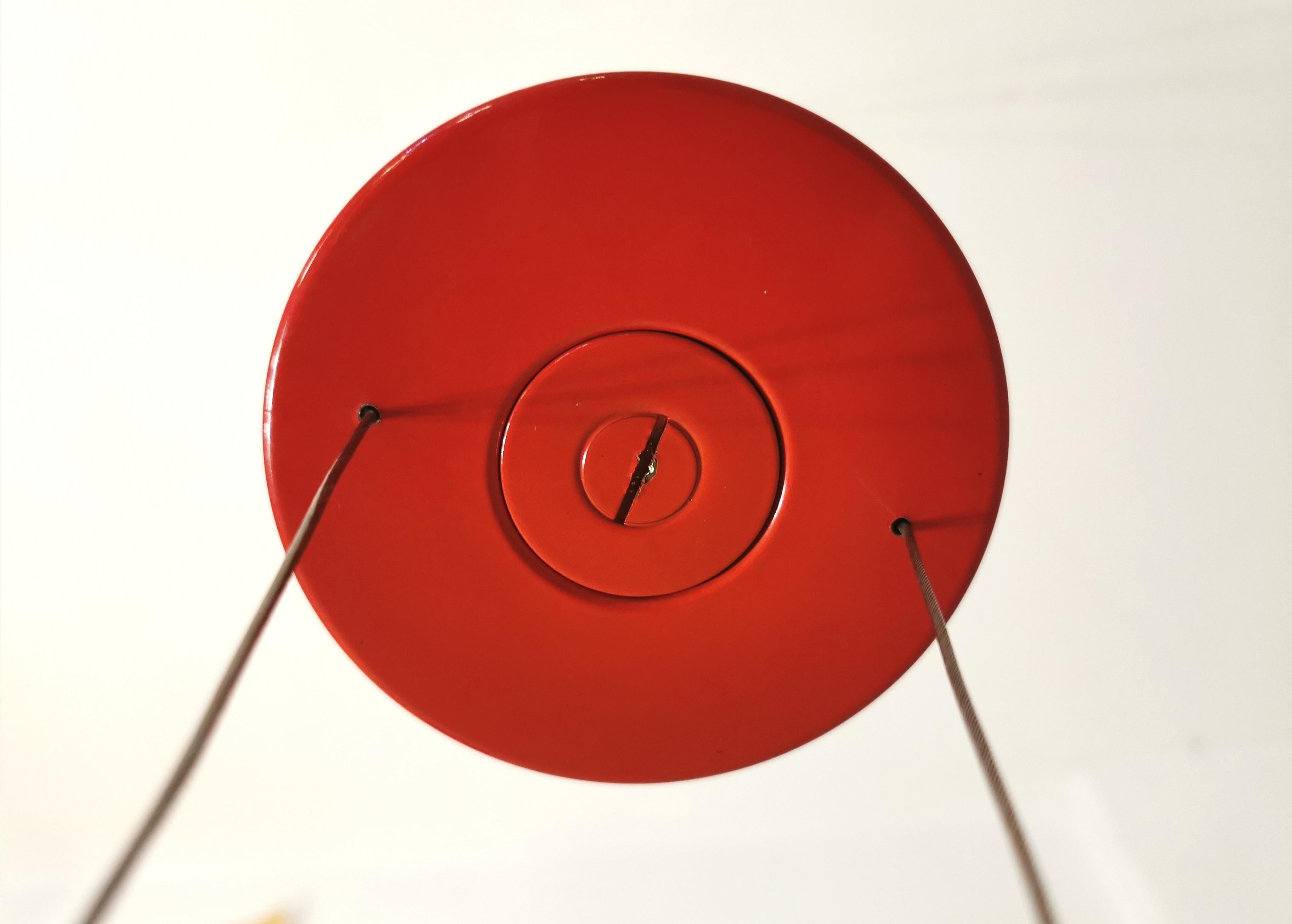 Midcentury Floor Lamp Enamelled Aluminum Red Steel Enrico Tronconi Italy, 1970s For Sale 3
