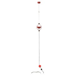 Vintage Midcentury Floor Lamp Enamelled Aluminum Red Steel Enrico Tronconi Italy, 1970s