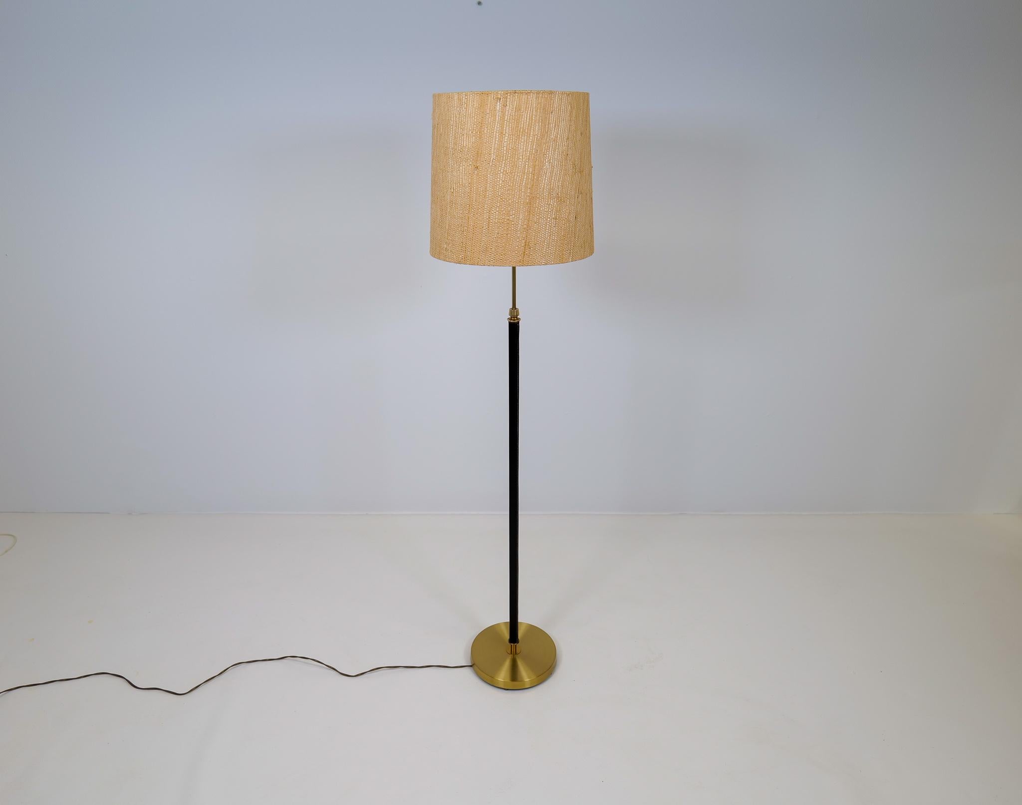 Brass Midcentury Floor Lamp Falkenbergs Belysning, Sweden, 1960s For Sale