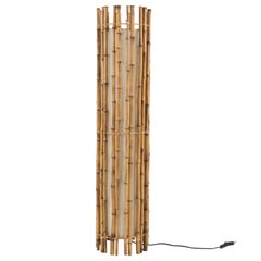 Midcentury Floor Lamp in Bamboo and Cotton Louis Sognot Style, Italy 1970s