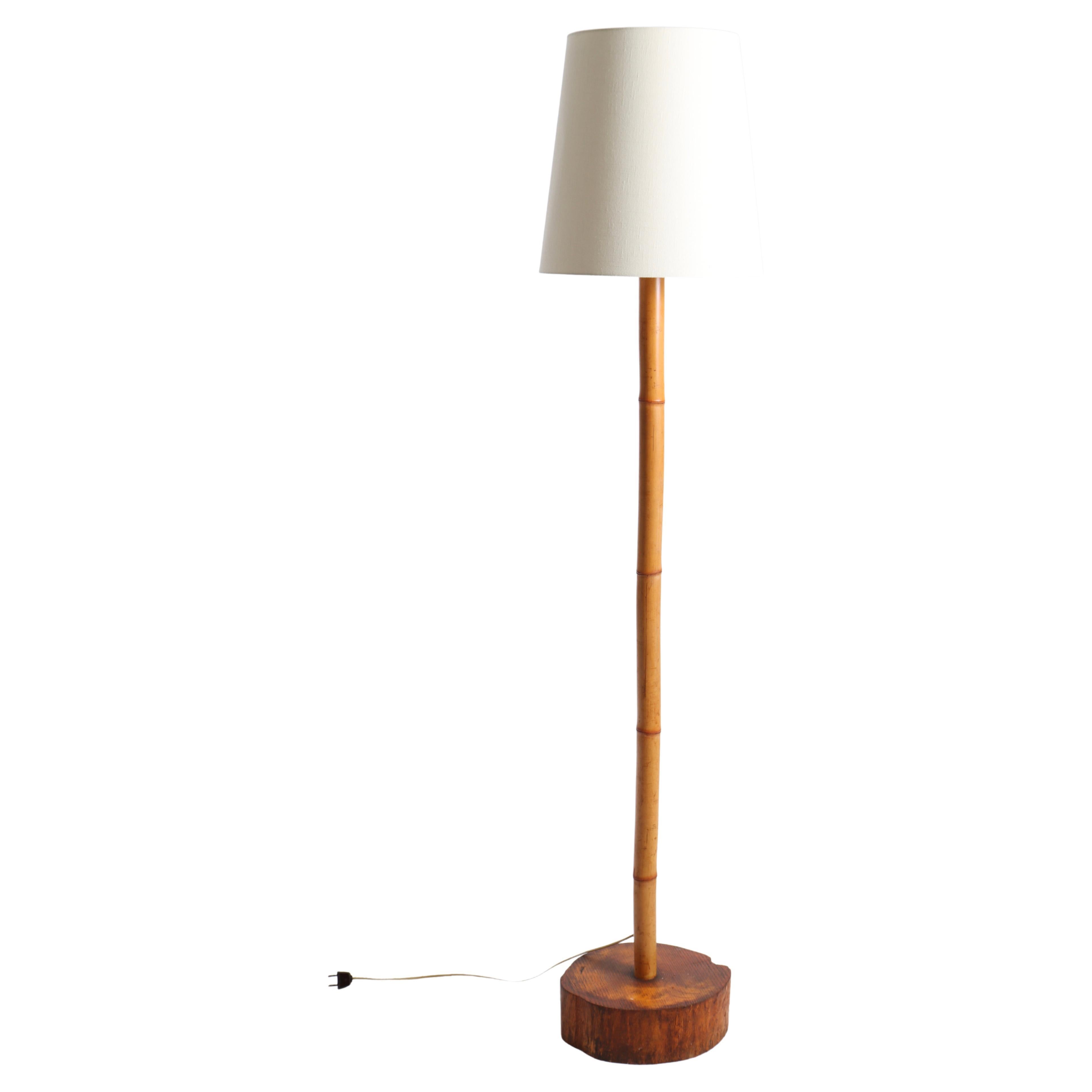 Midcentury Floor Lamp in Bamboo, Made in Denmark, 1950s For Sale